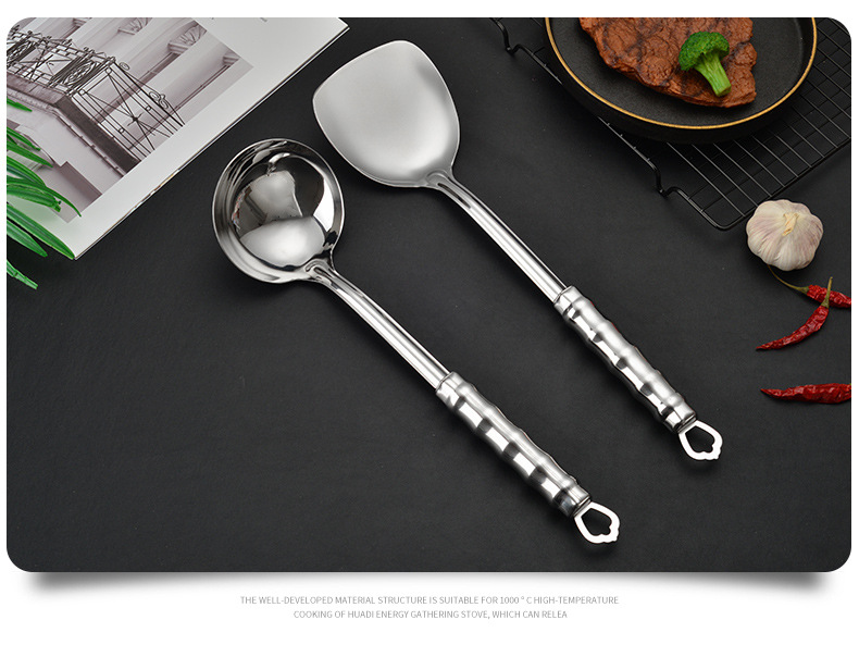 304 Spatula Stainless Steel Kitchenware Spatula Soup Spoon Kitchenware Two-Piece Set Kitchen Supplies Set Logo Customization