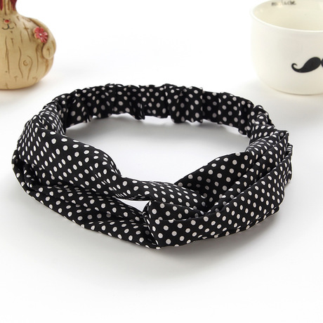 Hot-selling Korean version of the classic fresh small dot hair band Joker Wave dot printing middle fork hair band Spot wholesale