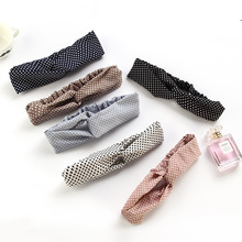 Hot-selling Korean version of the classic fresh small dot hair band Joker Wave dot printing middle fork hair band Spot wholesale