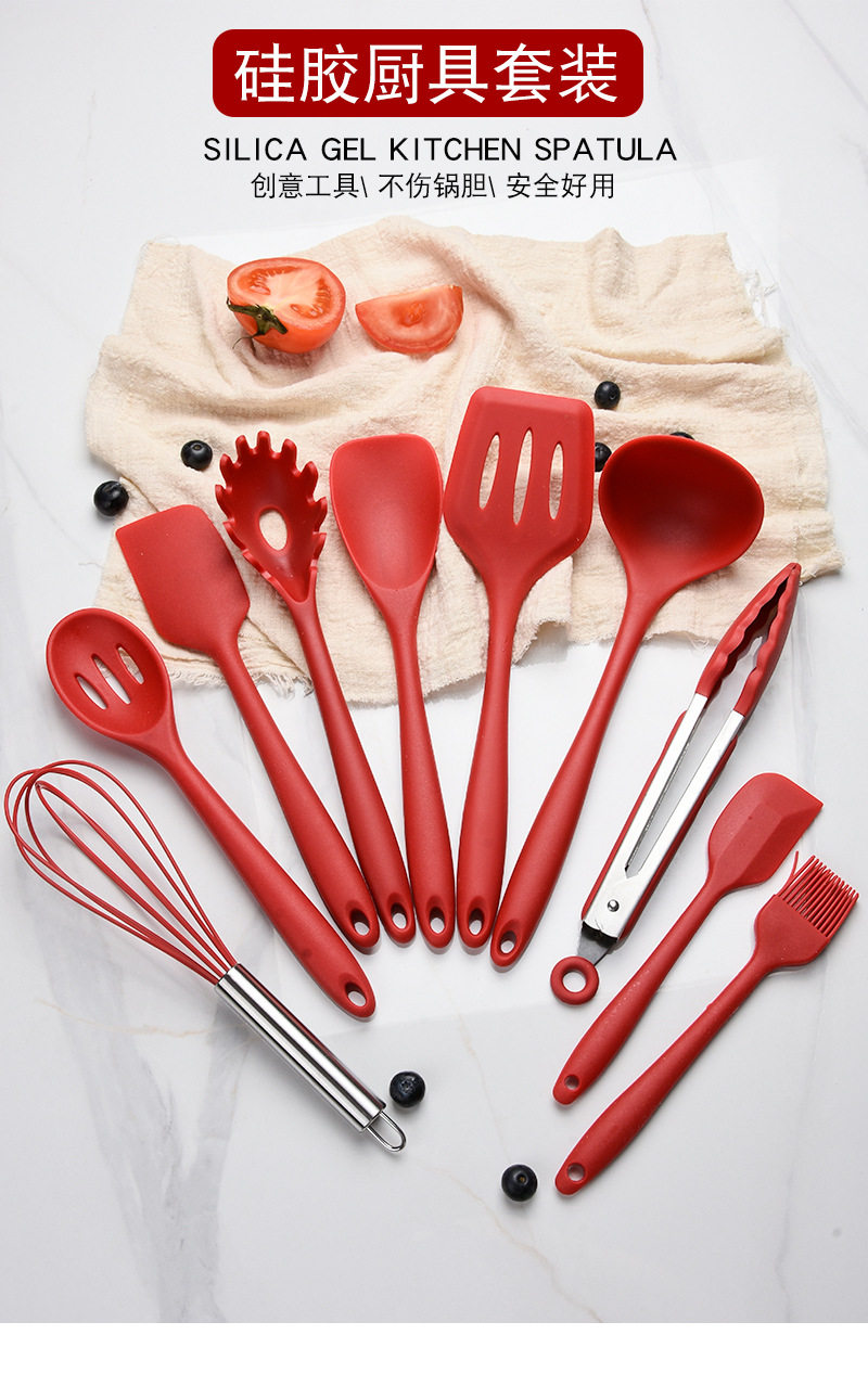 Silicone Spatula Scraper Spoon Salad Spoon Set Solid Color Creative Kitchen Tools Cooking Kitchenware Kit Silicone Spatula Scraper Spoon Salad Spoon Set Solid Color Creative Kitchen Tools Cooking Kitchenware Kit