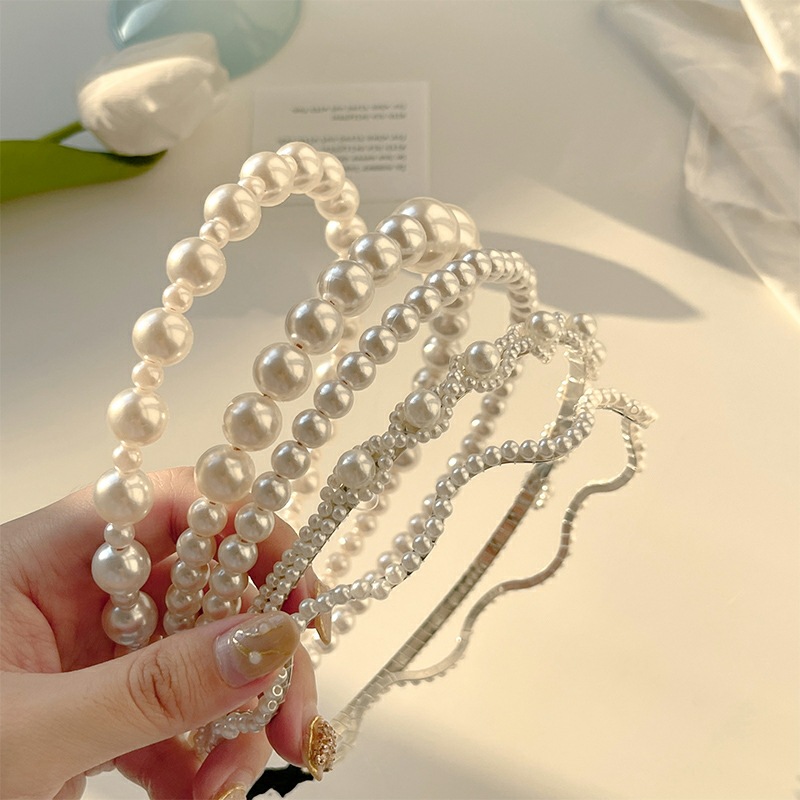 Fairy Pearl Headband Mori Style Hair Fixer Twist Wave Hair Accessories Lady Temperamental Korean Style Internet Celebrity Woven New Headband