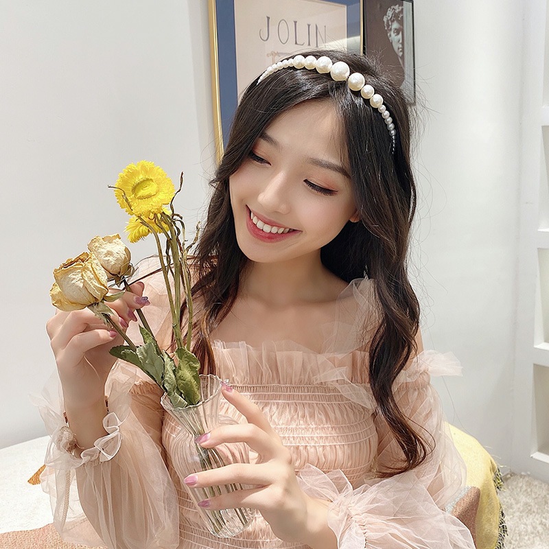 Fairy Pearl Headband Mori Style Hair Fixer Twist Wave Hair Accessories Lady Temperamental Korean Style Internet Celebrity Woven New Headband