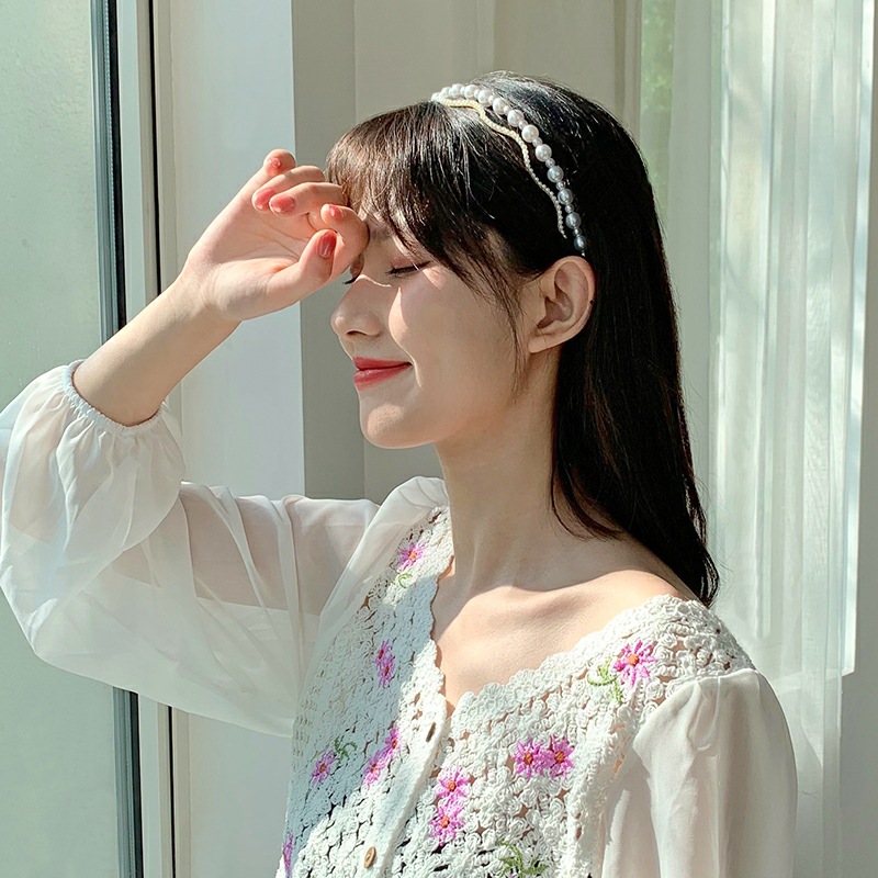 Fairy Pearl Headband Mori Style Hair Fixer Twist Wave Hair Accessories Lady Temperamental Korean Style Internet Celebrity Woven New Headband Fairy Pearl Headband Mori Style Hair Fixer Twist Wave Hair Accessories Lady Temperamental Korean Style Internet Celebrity Woven New Headband