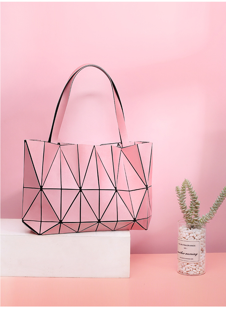 Fashion Cosmetic Bag Foldable Shoulder Bag Shopping Bag Large Capacity Rhombus Cosmetic Bag Women's Storage Bag Handbag
