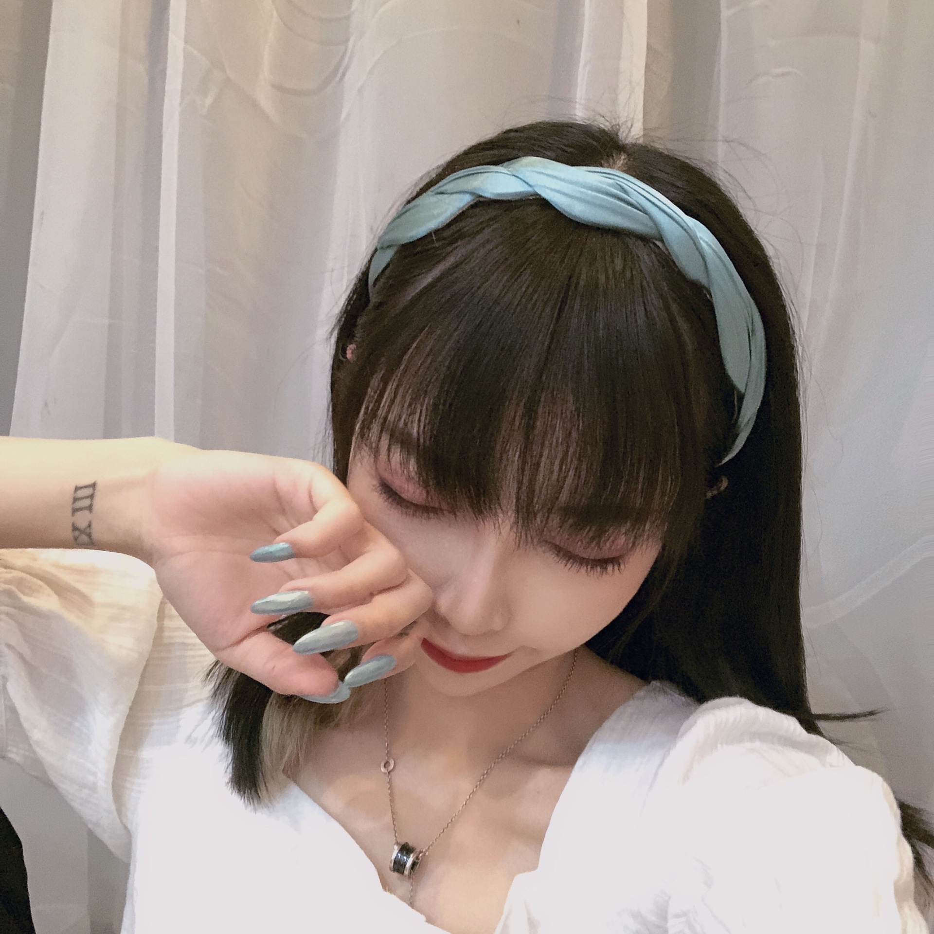 Korean Dongdaemun Ins Same Style Korean Style Retro Easy Matching Pleated Silk Wave Headband Non-Slip Hair-Hoop Headband Women