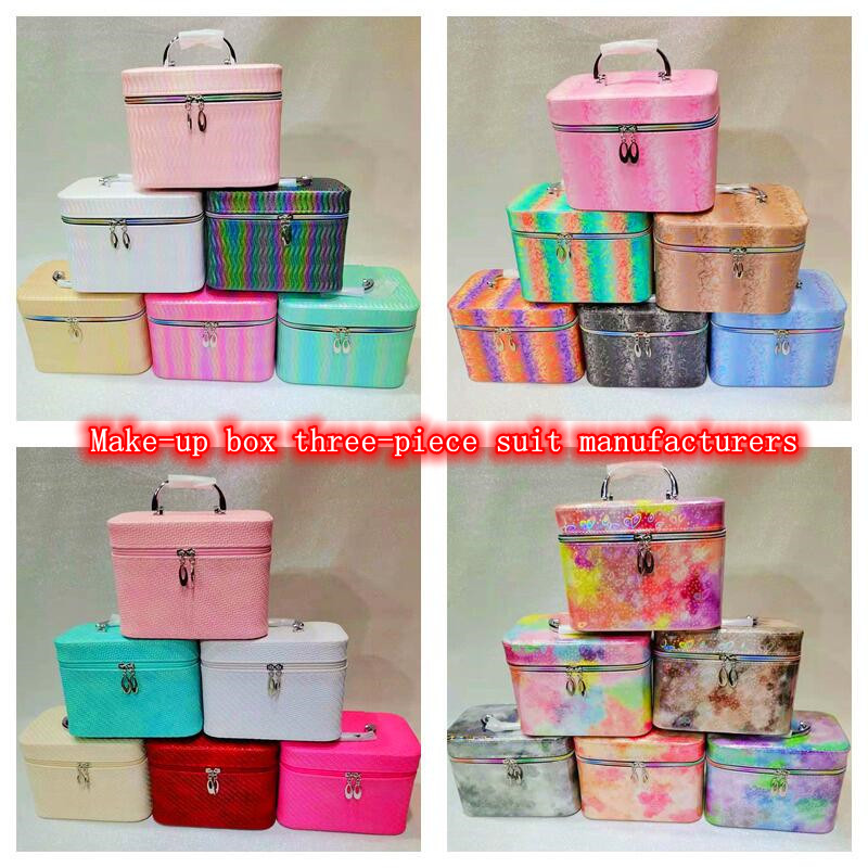 New Products in Stock Cosmetic Case Three-Piece Pu Cosmetic Bag Portable Large Capacity Storage Bag Cosmetic Cosmetic 