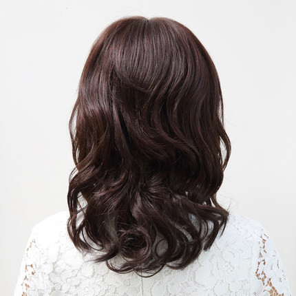 Wig Female Long Curly Hair Big Wave Cute Fluffy Full-Head Wig Style Middle-Aged and Elderly Real Human Hair Silk Screen Red Realistic Hair Cover