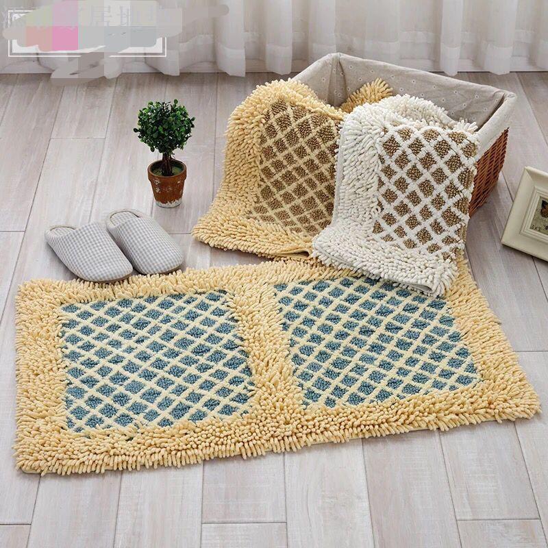 Cotton Chenille Bedroom Mat Door Mat Kitchen Living Room Bathroom Mat Thick Absorbent Non-Slip Mat