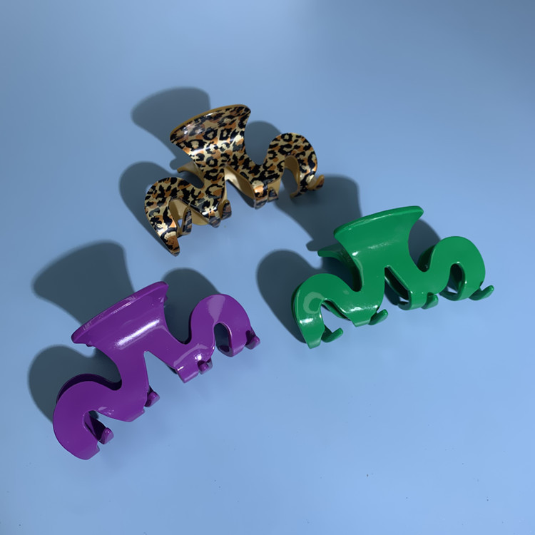 New High-Grade BV Green Leopard Print M Wave Acrylic Acetate Hairpin Back Head Updo Hair Claw Hair Accessories