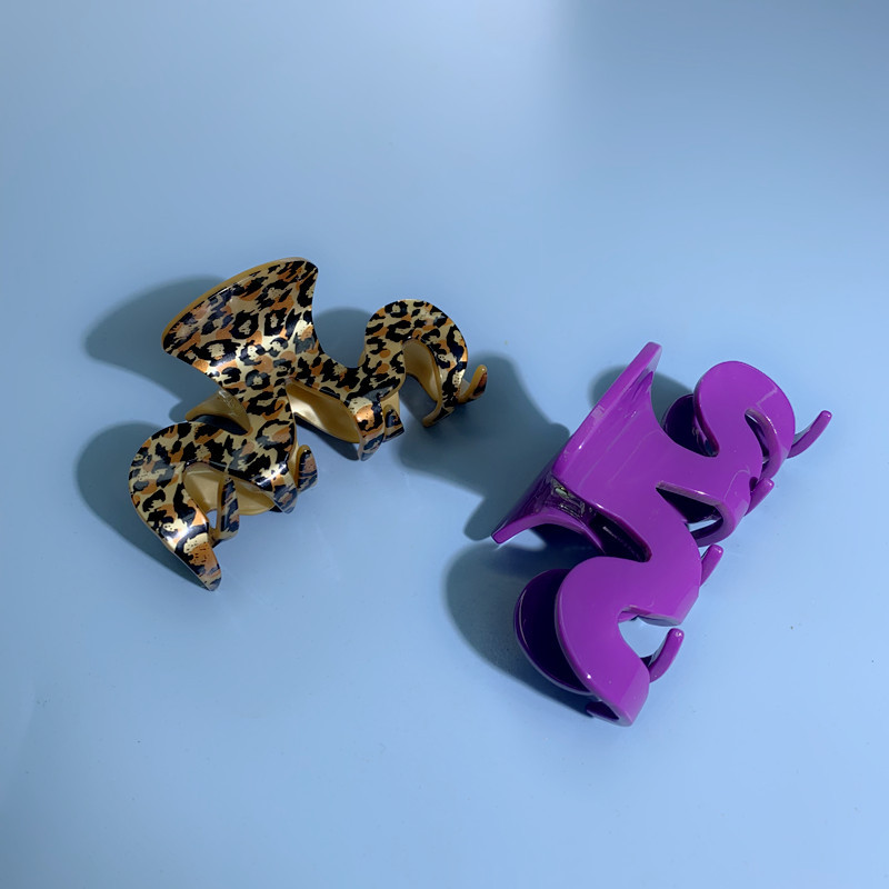 New High-Grade BV Green Leopard Print M Wave Acrylic Acetate Hairpin Back Head Updo Hair Claw Hair Accessories