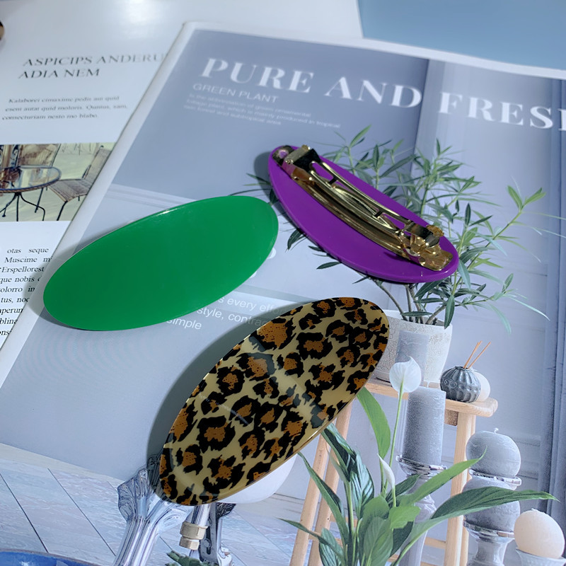 New High-Grade BV Green Leopard Print M Wave Acrylic Acetate Hairpin Back Head Updo Hair Claw Hair Accessories