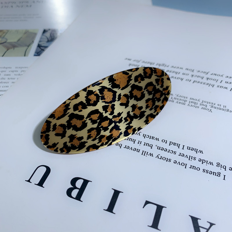 New High-Grade BV Green Leopard Print M Wave Acrylic Acetate Hairpin Back Head Updo Hair Claw Hair Accessories