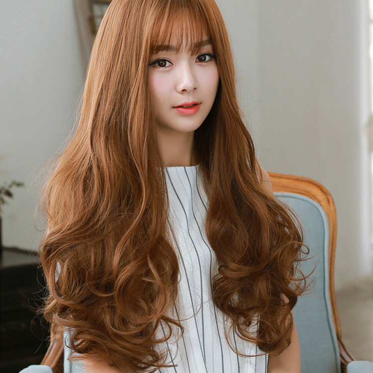 Guangdong Women&#039;s Wig Air Thin Bangs Long Curly Hair Big Wave Wig Realistic Fluffy Fashion Wig Sheath