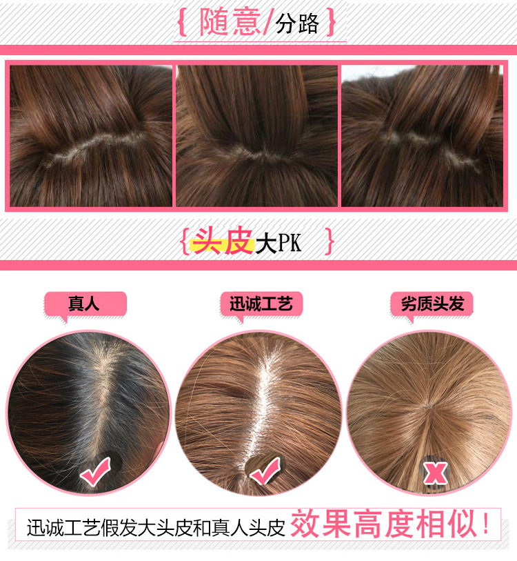 Guangdong Women's Wig Air Thin Bangs Long Curly Hair Big Wave Wig Realistic Fluffy Fashion Wig Sheath Guangdong Women's Wig Air Thin Bangs Long Curly Hair Big Wave Wig Realistic Fluffy Fashion Wig Sheath