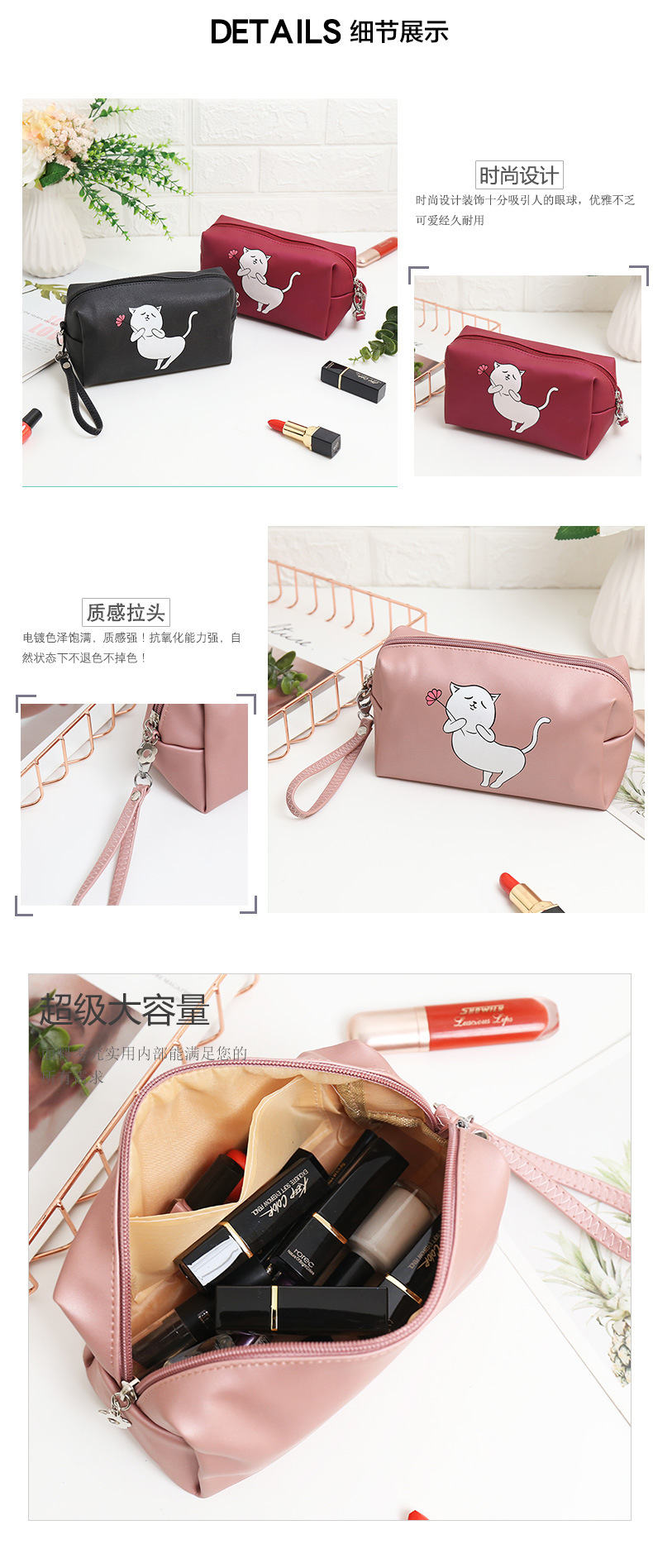 Cross-Border New Arrival Printed Cosmetic Bag Cartoon Octagonal Bag Travel Storage Bag Cosmetics Storage Bag Portable Toiletry Bag