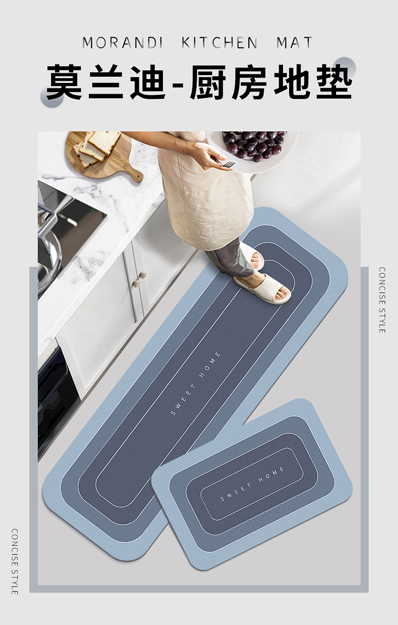 Kitchen Floor Mat Washable Water-Absorbing Oil-Proof Non-Slip Mat New Diatom Ooze Soft Mat Stain-Resistant Waterproof Carpet Mat Kitchen Floor Mat Washable Water-Absorbing Oil-Proof Non-Slip Mat New Diatom Ooze Soft Mat Stain-Resistant Waterproof Carpet Mat
