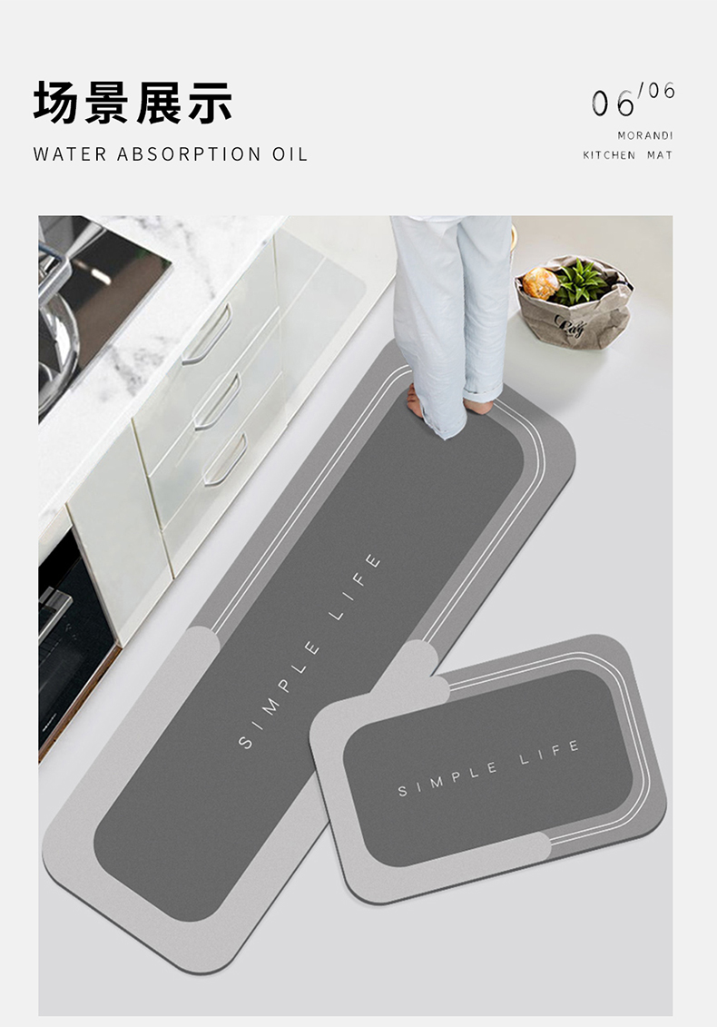 Kitchen Floor Mat Washable Water-Absorbing Oil-Proof Non-Slip Mat New Diatom Ooze Soft Mat Stain-Resistant Waterproof Carpet Mat Kitchen Floor Mat Washable Water-Absorbing Oil-Proof Non-Slip Mat New Diatom Ooze Soft Mat Stain-Resistant Waterproof Carpet Mat