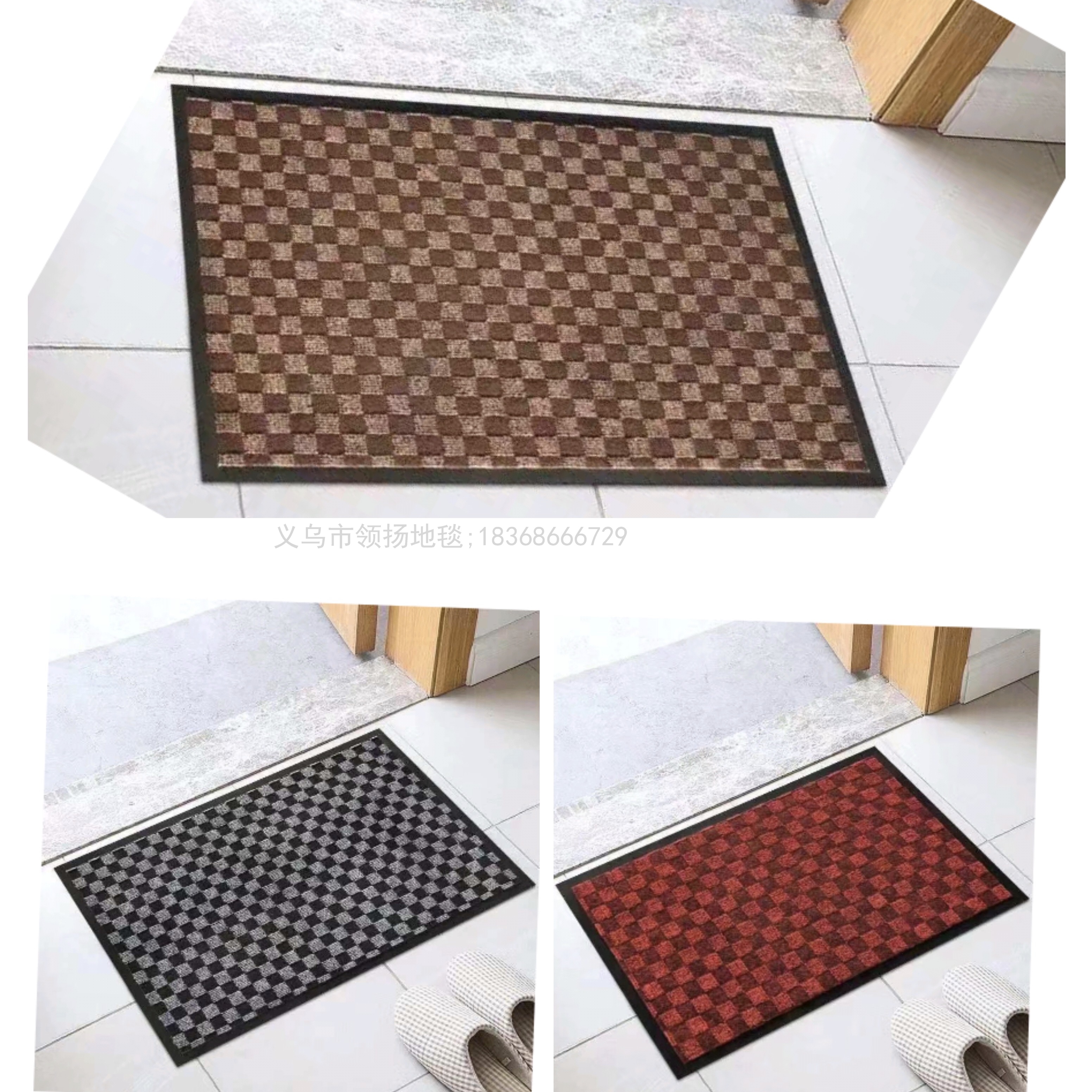 PVC Bottom Small Plaid Striped Floor Mat Non-Slip Floor Mat Striped Floor Mat Striped Door Mat Water-Absorbing Non-Slip Mat
