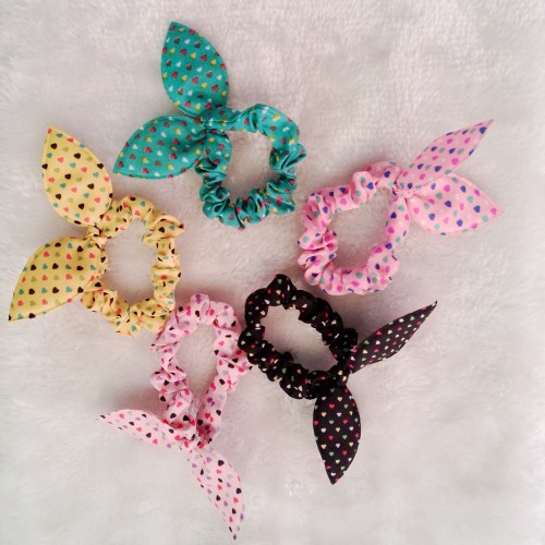 Wholesale wave point stripe cute kids versatile rabbit ear hair ring rubber band hair cord Wholesale wave point stripe cute kids versatile rabbit ear hair ring rubber band hair cord