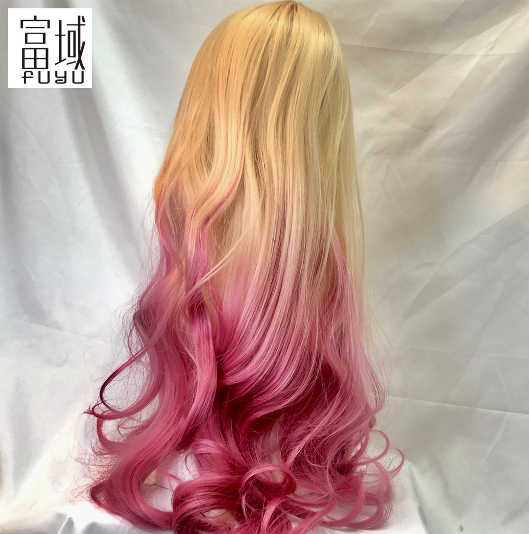 The factory sells The best-selling long hair women&#039;s big wave wig sets Europe and America color gradient