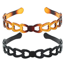Foreign Trade Popular Style Retro Trendy Headband Polycarbonate (PC) Bright Black Toothed Spray Paint Headband Wholesale Love Wave Head Buckle Hair Accessories