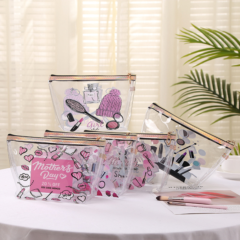 PVC Transparent Cosmetic Bag Korean Fashion Printing Travel Cosmetics Storage Bag Portable Wash Cosmetic Bag Wholesale PVC Transparent Cosmetic Bag Korean Fashion Printing Travel Cosmetics Storage Bag Portable Wash Cosmetic Bag Wholesale