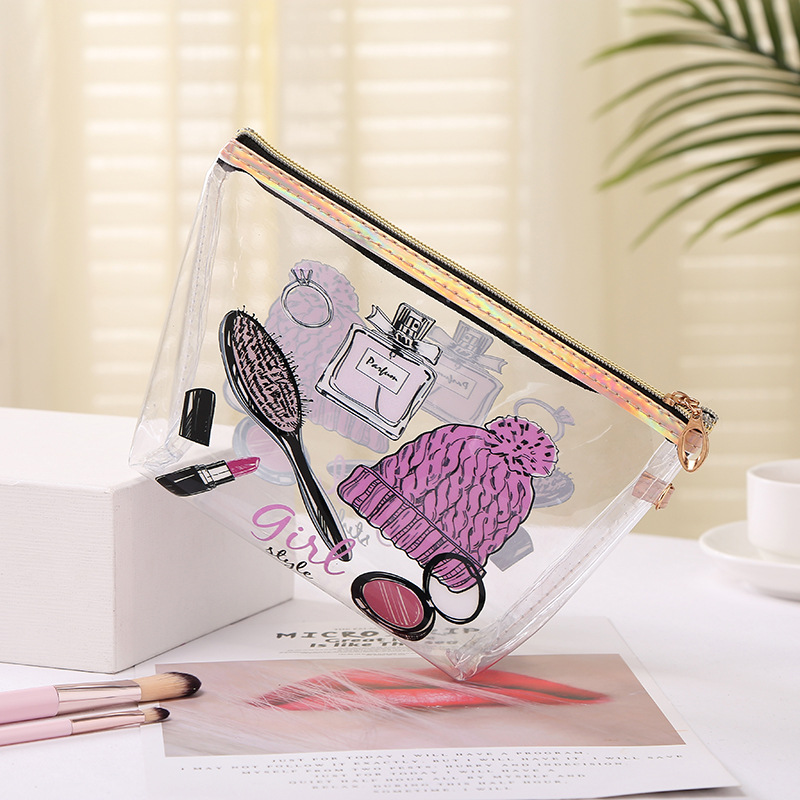 PVC Transparent Cosmetic Bag Korean Fashion Printing Travel Cosmetics Storage Bag Portable Wash Cosmetic Bag Wholesale PVC Transparent Cosmetic Bag Korean Fashion Printing Travel Cosmetics Storage Bag Portable Wash Cosmetic Bag Wholesale