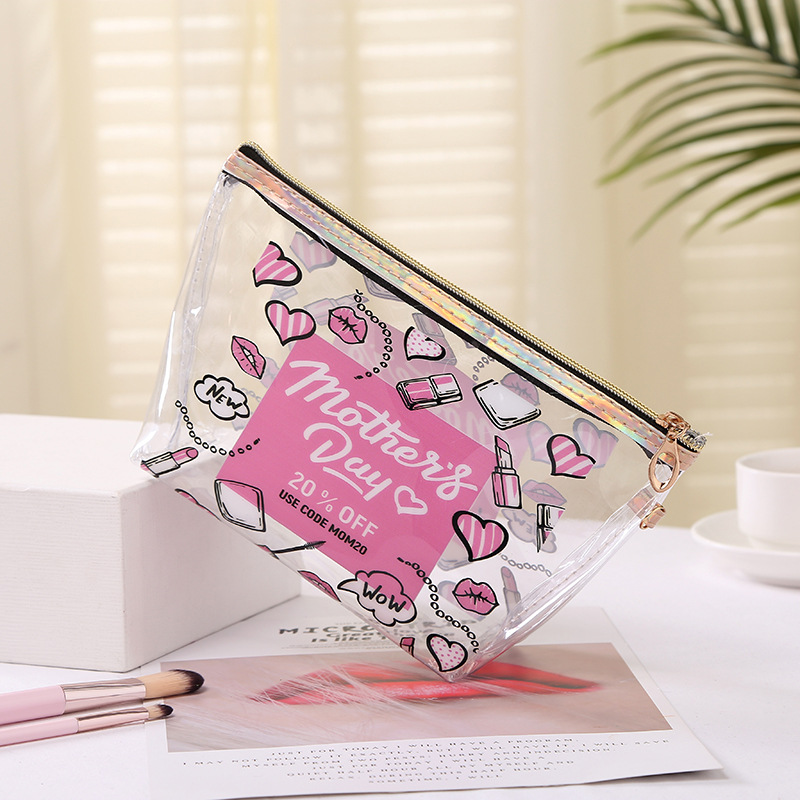 PVC Transparent Cosmetic Bag Korean Fashion Printing Travel Cosmetics Storage Bag Portable Wash Cosmetic Bag Wholesale PVC Transparent Cosmetic Bag Korean Fashion Printing Travel Cosmetics Storage Bag Portable Wash Cosmetic Bag Wholesale