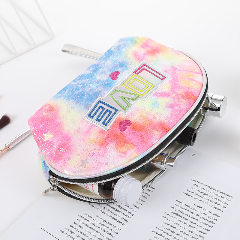 Online Influencer Fashion Colorful Laser Cosmetic Bag Ins Style Creative Personalized Cosmetics Storage Bag Large Capacity Wash Bag