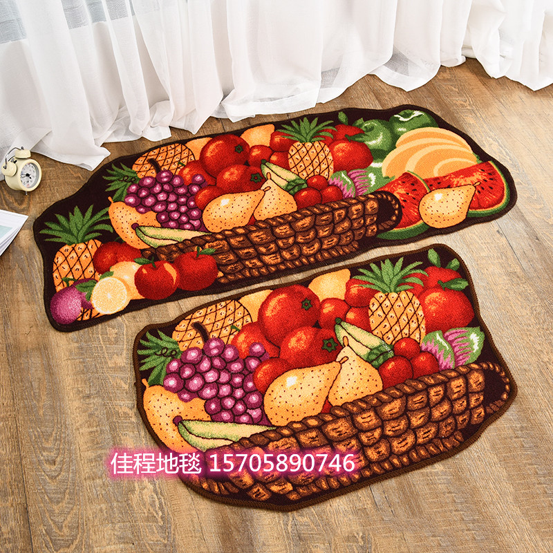 HD Loop Velvet Printing Kitchen Pad Fruit Non-Slip Mat Foot Mats Carpet Spray Printing Kitchen Fruit Combination Mat
