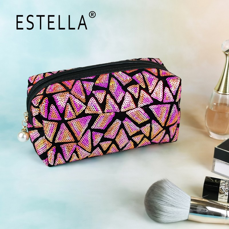 New Square Geometric Pattern Korean Style Octagonal Cosmetic Bag Colorful Sequins Large Capacity Storage Bag Customization New Square Geometric Pattern Korean Style Octagonal Cosmetic Bag Colorful Sequins Large Capacity Storage Bag Customization
