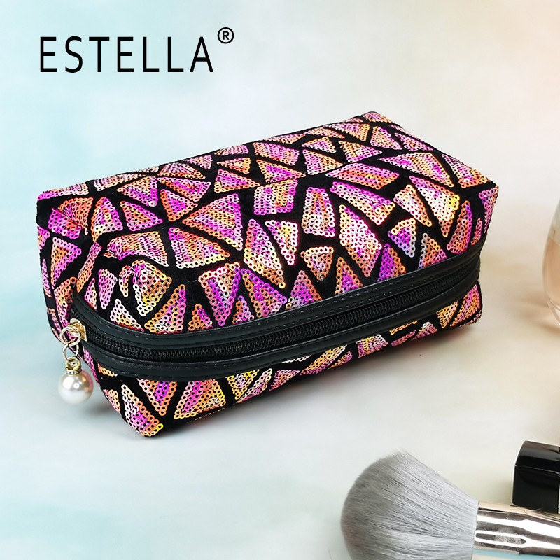 New Square Geometric Pattern Korean Style Octagonal Cosmetic Bag Colorful Sequins Large Capacity Storage Bag Customization New Square Geometric Pattern Korean Style Octagonal Cosmetic Bag Colorful Sequins Large Capacity Storage Bag Customization