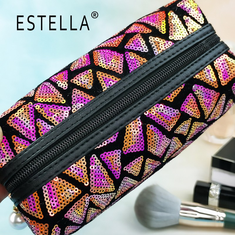 New Square Geometric Pattern Korean Style Octagonal Cosmetic Bag Colorful Sequins Large Capacity Storage Bag Customization New Square Geometric Pattern Korean Style Octagonal Cosmetic Bag Colorful Sequins Large Capacity Storage Bag Customization