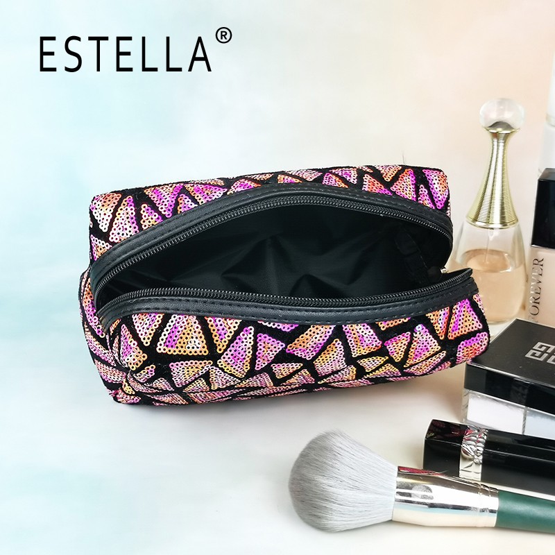New Square Geometric Pattern Korean Style Octagonal Cosmetic Bag Colorful Sequins Large Capacity Storage Bag Customization New Square Geometric Pattern Korean Style Octagonal Cosmetic Bag Colorful Sequins Large Capacity Storage Bag Customization