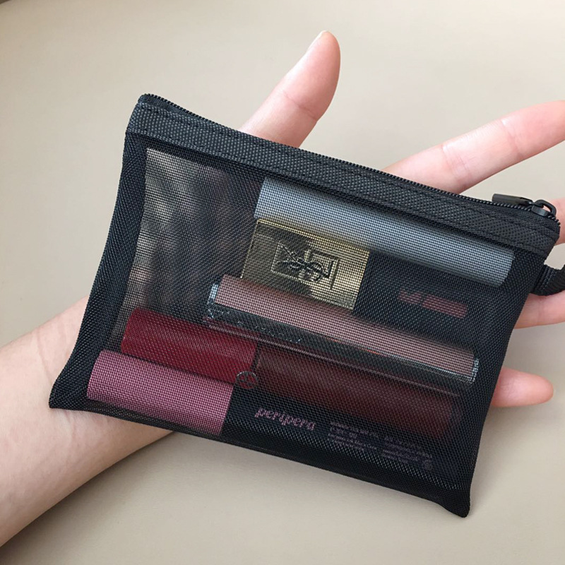Simple Cosmetic Bag Small Lipstick Air Cushion Bag Storage Bag Portable Portable Mini Makeup Bag Mesh Transparent Bag