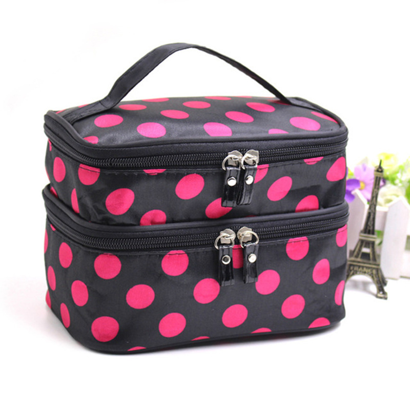 New Double Layer Cosmetic Bag Large Capacity Waterproof Wash Storage Bag Portable Travel Cosmetic Case Wholesale