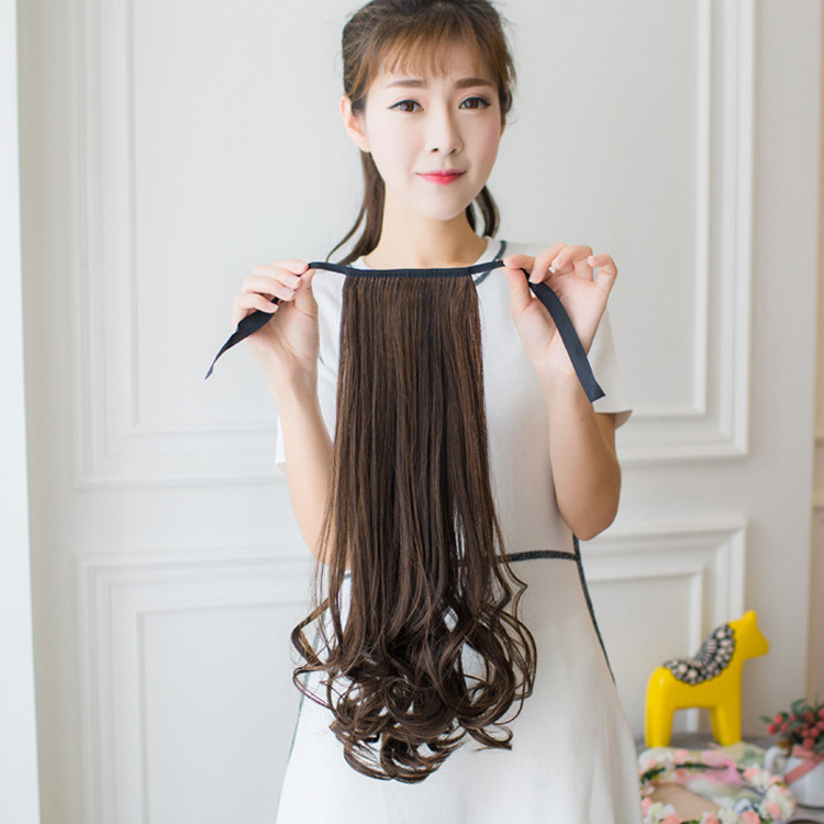Wig Ponytail Women&#039;s Long Curly Hair Tied Pear Flower Fake Ponytail Large Wave Realistic Mid-Length Short Wig Set