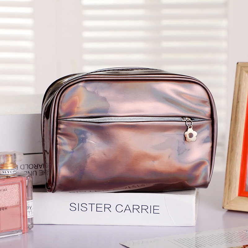 2020 New Wash Bag Small Flower Zipper Laser Waterproof Large Capacity Cosmetic Bag Women&#039;s Ins Travel Storage Bag