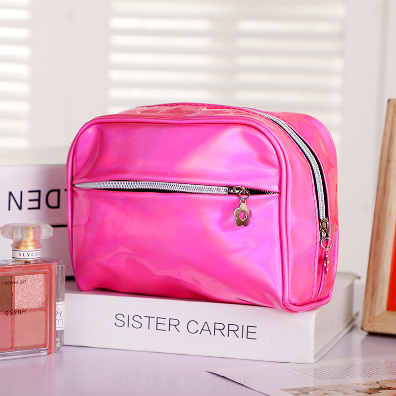 2020 New Wash Bag Small Flower Zipper Laser Waterproof Large Capacity Cosmetic Bag Women&#039;s Ins Travel Storage Bag