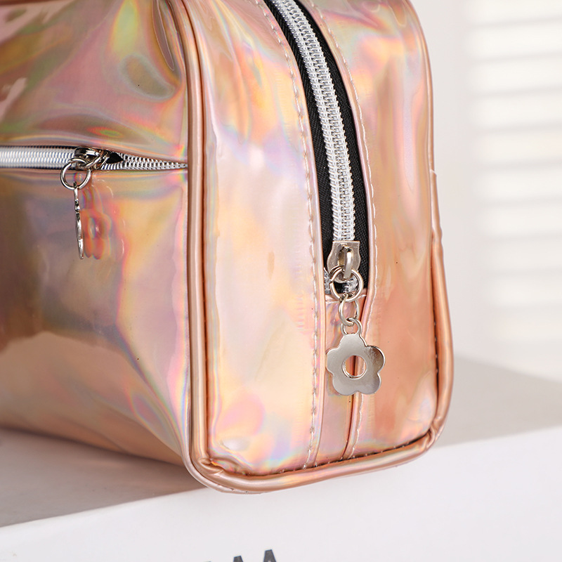 2020 New Wash Bag Small Flower Zipper Laser Waterproof Large Capacity Cosmetic Bag Women's Ins Travel Storage Bag