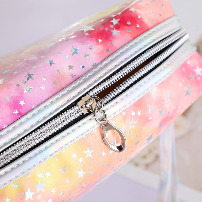 New Cosmetic Bag Creative Ins Tie-Dyed Gradient Clutch Cute Girl Star Sequins Waterproof Storage Bag
