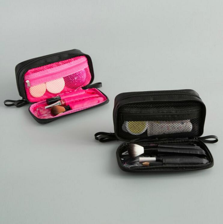 Elegant Black Nylon Cloth Double Zipper Cosmetic Bag Women&#039;s Double-Sided Travel Bag Wash Bag Storage Bag