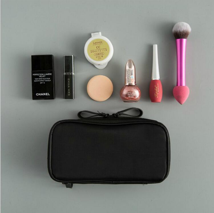 Elegant Black Nylon Cloth Double Zipper Cosmetic Bag Women&#039;s Double-Sided Travel Bag Wash Bag Storage Bag