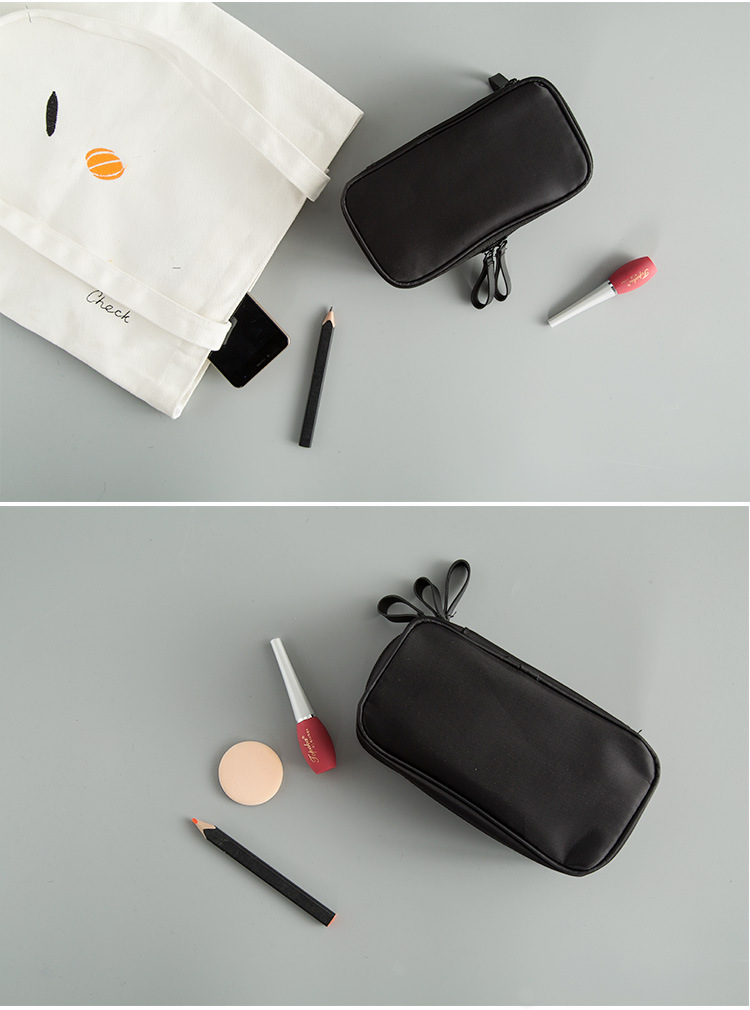 Elegant Black Nylon Cloth Double Zipper Cosmetic Bag Women's Double-Sided Travel Bag Wash Bag Storage Bag