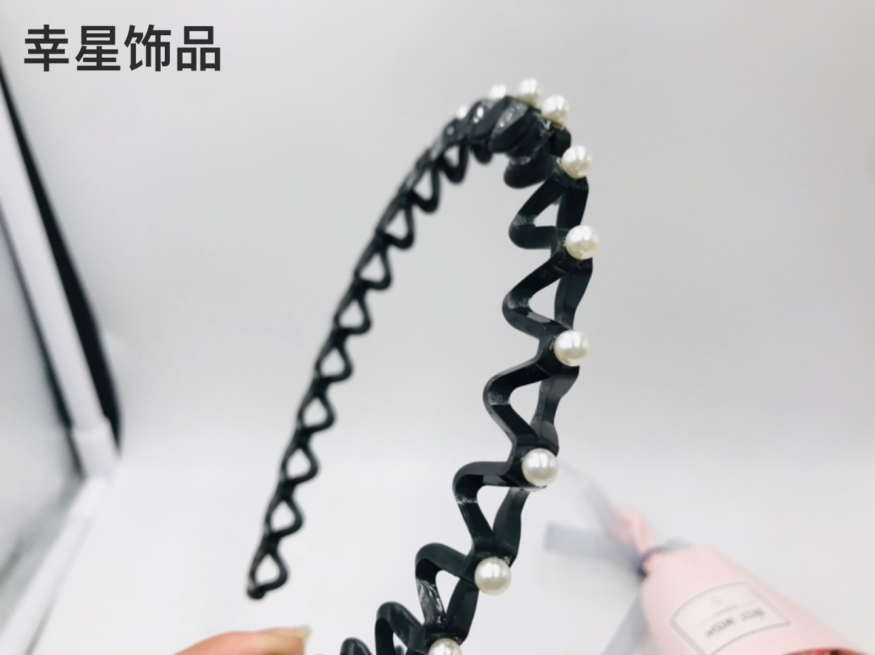 Plastic Wave Pearl Cross Comb Tooth Headband Head Buckle Headband Hairpin Barrettes Barrettes Bangs Cropped Hair Clip