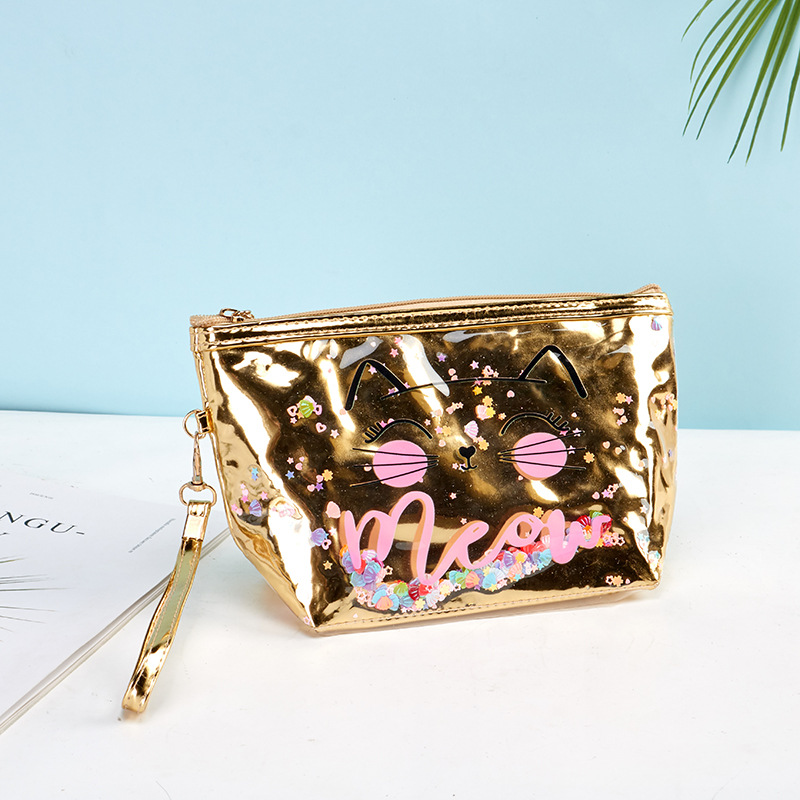 Factory Direct Supply Women's Love Cosmetic Bag Convenient Travel Wash Buggy Bag PVC Laser Storage Bag Customization