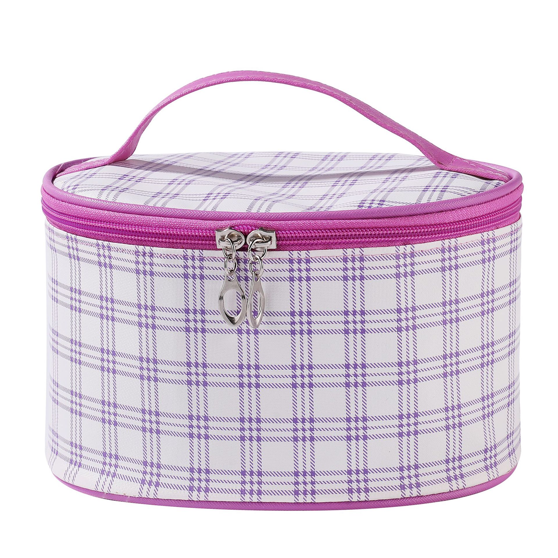 Factory Direct Sales New Large Capacity Portable Travel Cosmetic Bag round Barrel Cosmetic Storage PU Leather Waterproof Storage Bag