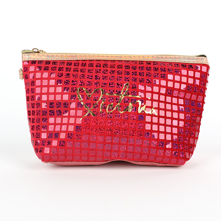 New Fashion Flannel Laser Indentation Cosmetic Bag Internet Celebrity Makeup Storage Bag Cross-Border Customization Night Club Style Cosmetic Bag