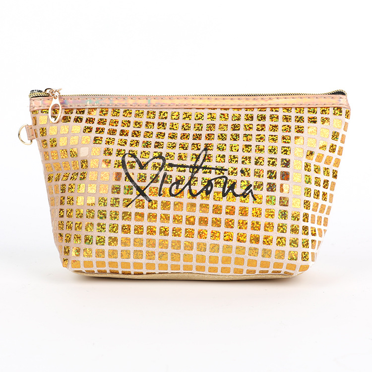 New Fashion Flannel Laser Indentation Cosmetic Bag Internet Celebrity Makeup Storage Bag Cross-Border Customization Night Club Style Cosmetic Bag