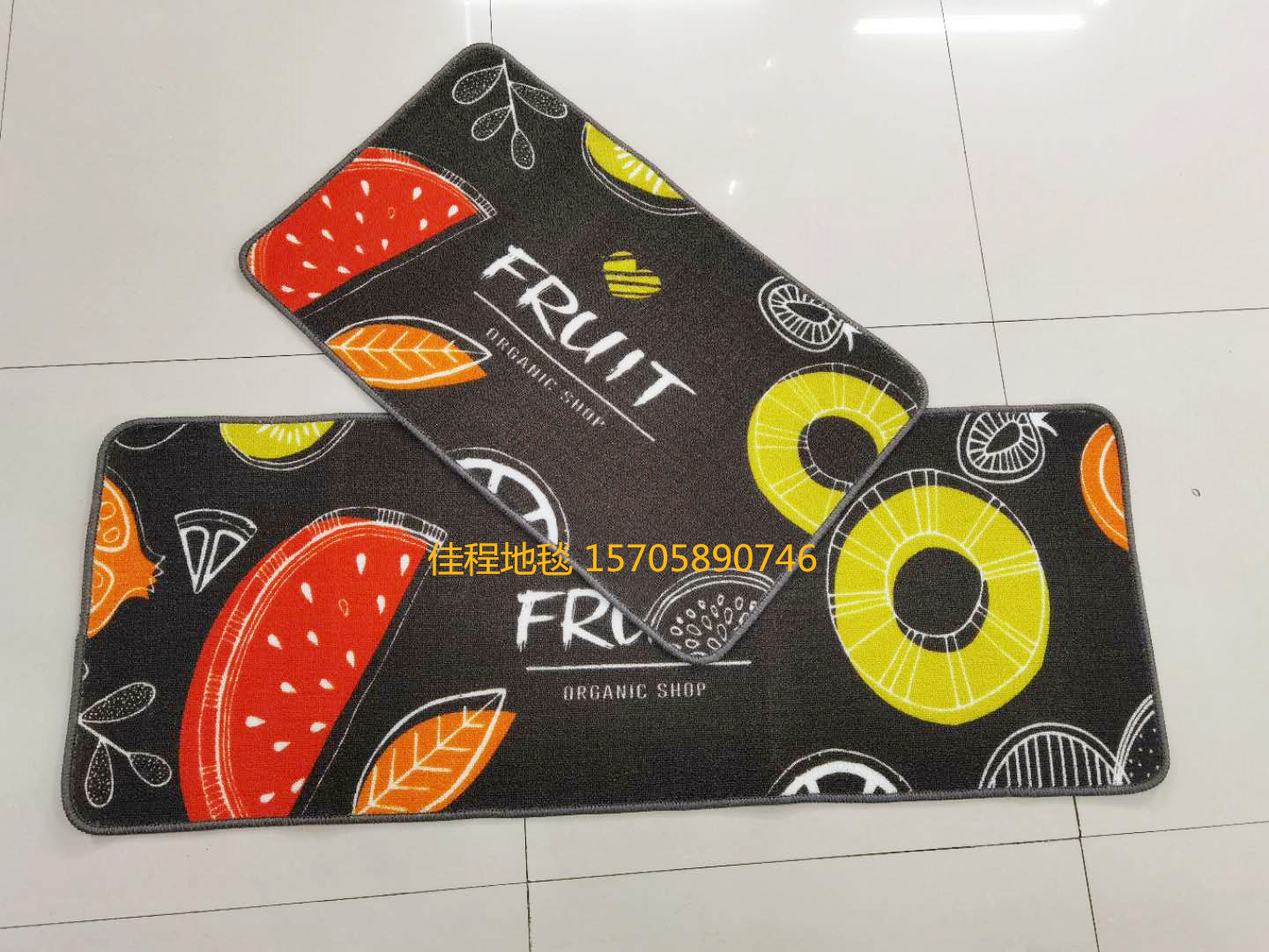 TPR Velvet Printed Kitchen 2-Piece Kitchen Combination Floor Mat Non-Slip Mat HD Printing Pad Kitchen Floor Mat